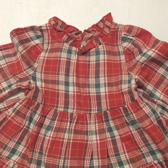 NEW! Toddler Girls Plaid Long-Sleeve 2pc Dress & Bloomers, Red - Cat & Jack 12M - Picture 4 of 13